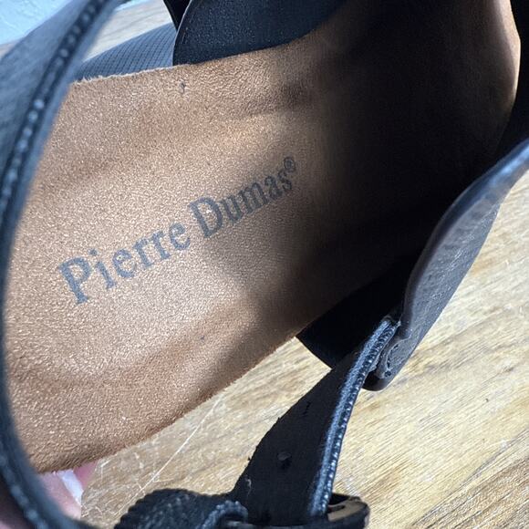 Pierre Dumas Black Slingback Sandals Size 10 Women's Peep Toe Shoes Side Buckle - Picture 8 of 11